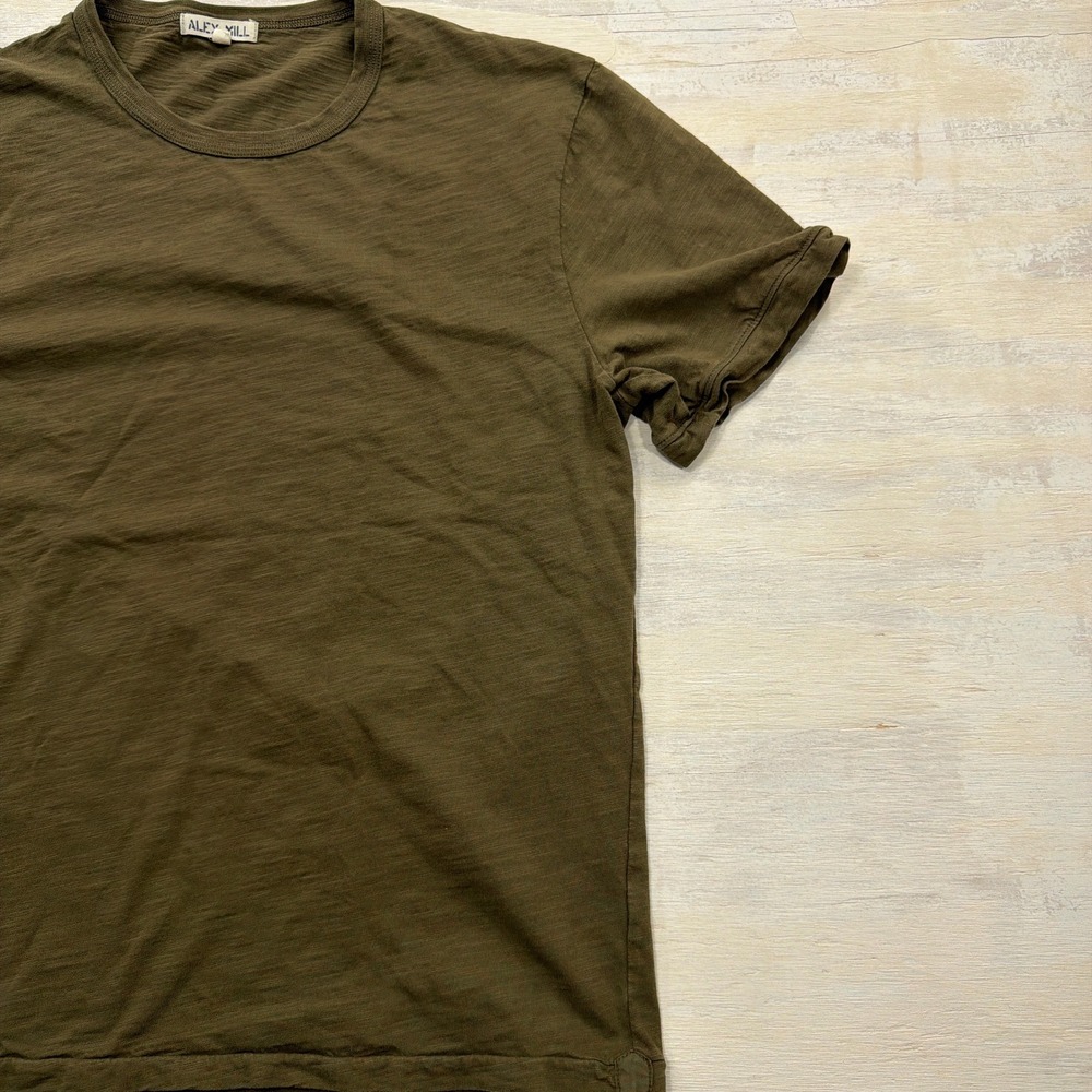 Alex Mill T-Shirt Slub Cotton Short Sleeve Olive Green Large Mens - Picture 3 of 7